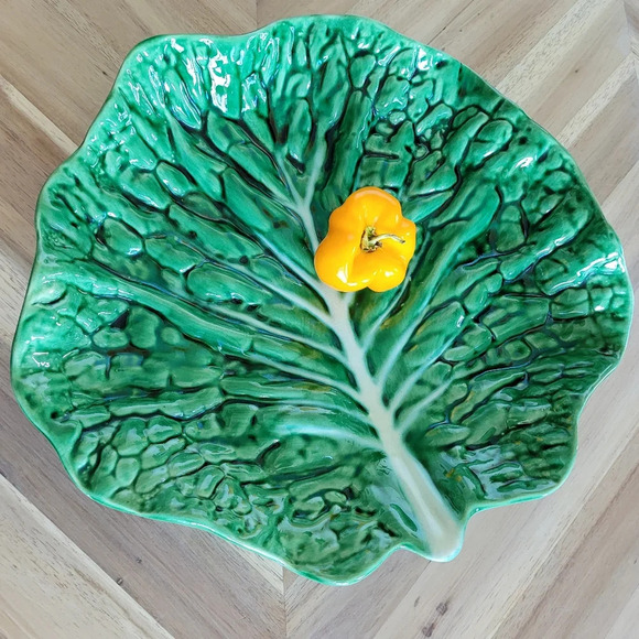 Vintage Retro Large Cabbage Lettuce Vegetable Leaf Serving Plate Platter - Picture 8 of 8